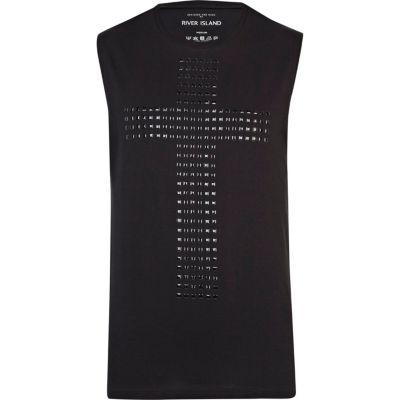 Black studded cross vest