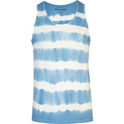 Blue tie dye stripe vest