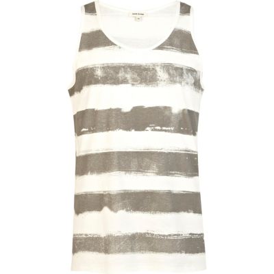 Ecru washed stripe vest