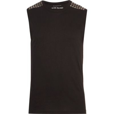 Black studded shoulder vest