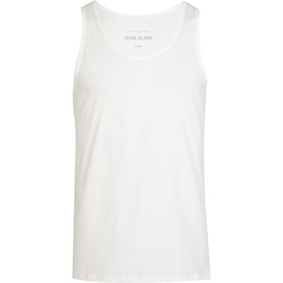White scoop neck jersey vest