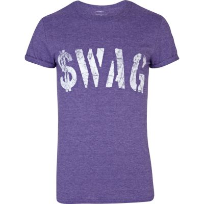 Purple swag print short sleeve t-shirt