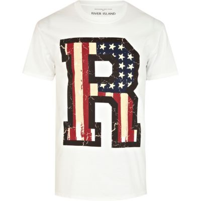 White American flag R print t-shirt