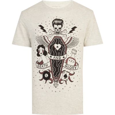 Ecru Death and Glory print t-shirt