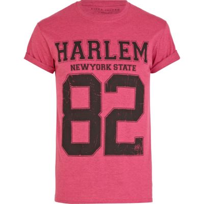 Pink Harlem 82 print t-shirt