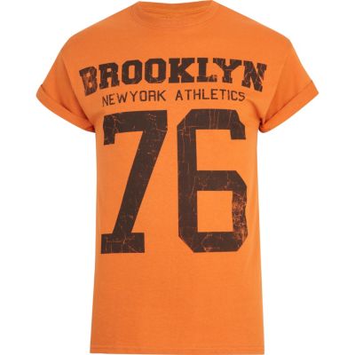 Orange Brooklyn Athletic print t-shirt