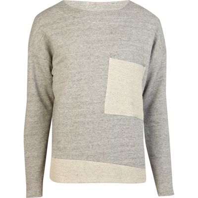 Grey marl Sparks colour block jumper