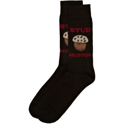 Black stud muffin novelty ankle socks