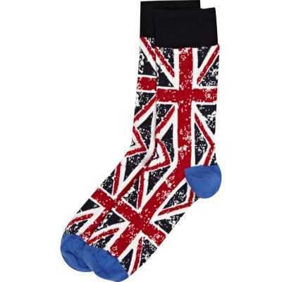 Navy union jack print socks
