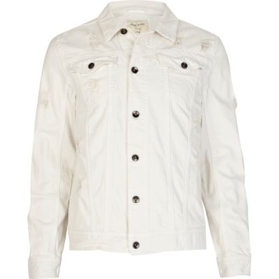 White distressed denim jacket