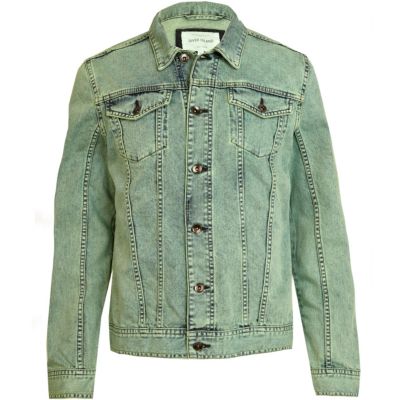 Green wash denim jacket