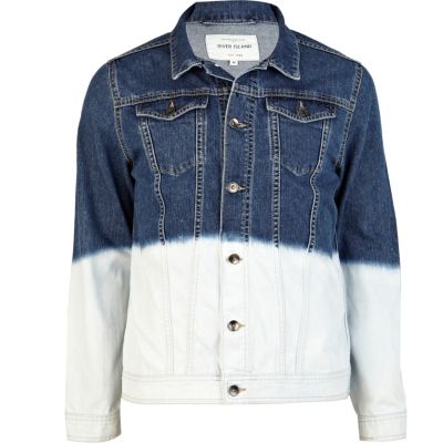 Dark wash dip dye denim jacket