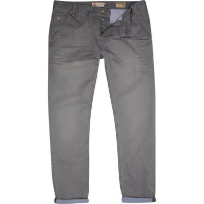 Grey distressed slim trousers
