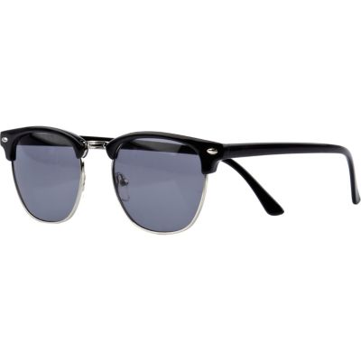Black half frame retro sunglasses