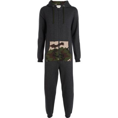 Grey camo colour pocket onesie