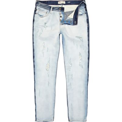 Mid wash two-tone Flynn skinny jeans