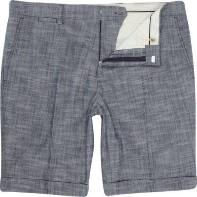 Blue turn up shorts