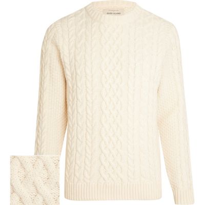 Ecru chunky cable knit jumper
