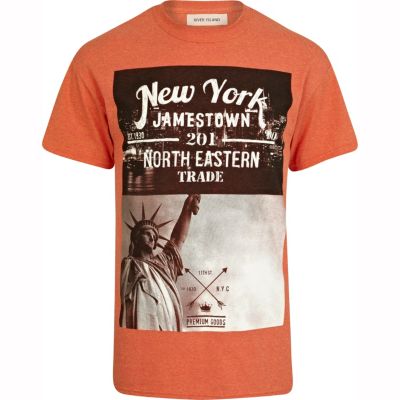 Orange New York print t-shirt
