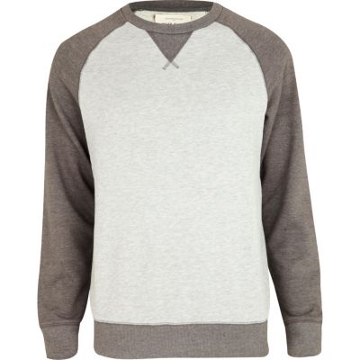 Grey marl colour block sweatshirt