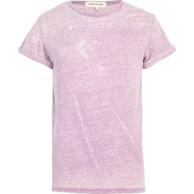 Purple burnout roll sleeve t-shirt