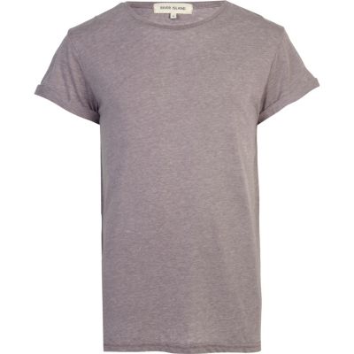 Grey burnout roll sleeve t-shirt