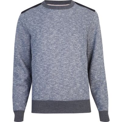 Navy grindle shoulder patch sweatshirt