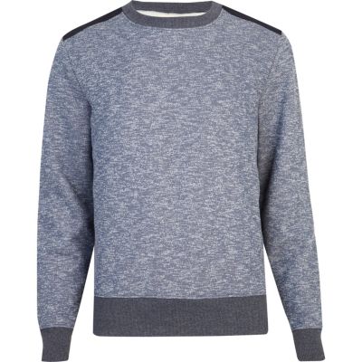 Navy grindle shoulder patch sweatshirt