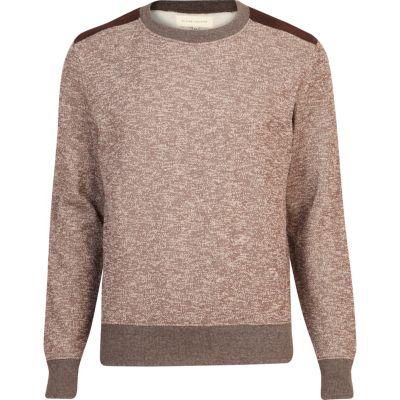 Brown grindle shoulder patch sweatshirt