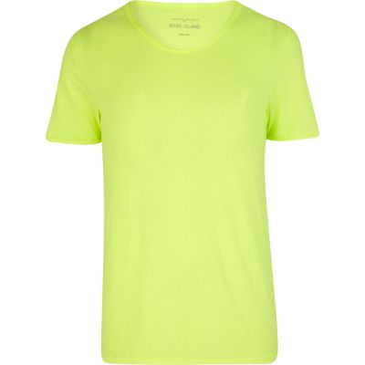 Fluro yellow low scoop t-shirt