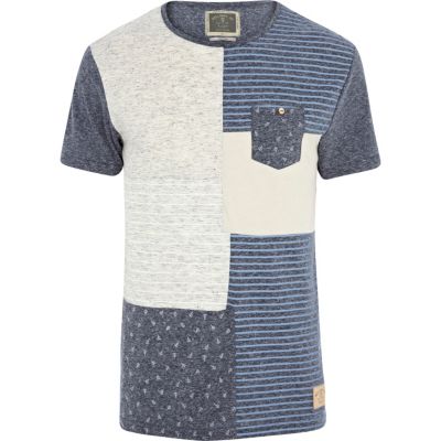 Blue marl Holloway Road print t-shirt