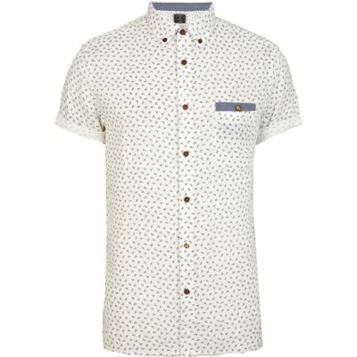 Ecru Holloway Road scissor print shirt