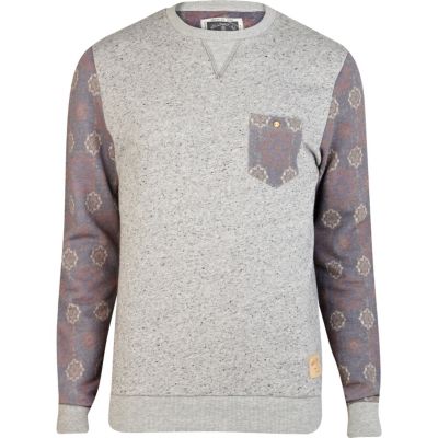 Grey Holloway Road printed sleeve sweatshirt