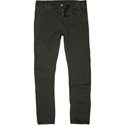 Green washed chinos