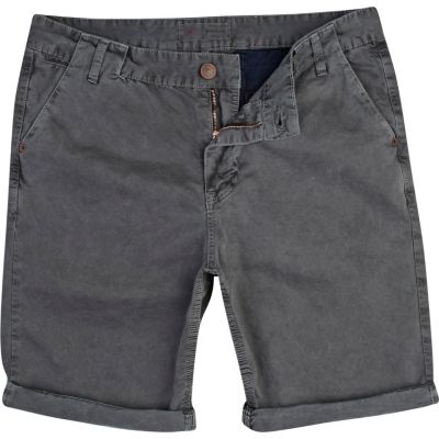 Grey washed chino shorts