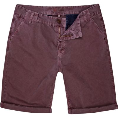 Berry red washed chino shorts 