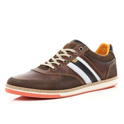 Brown contrast stacked sole trainers