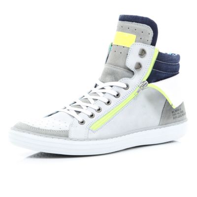 White zip panel colour block trainers