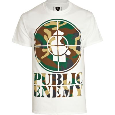White Amplified Public Enemy print t-shirt 