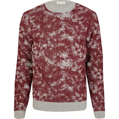 Red tie dye contrast trim sweatshirt
