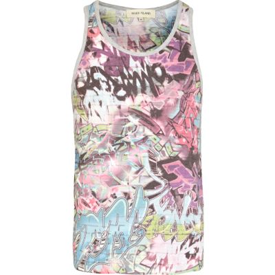 Pink graffiti print vest