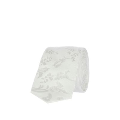 White paisley print tie