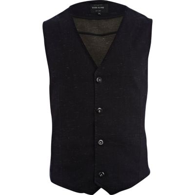 Black smart denim waistcoat