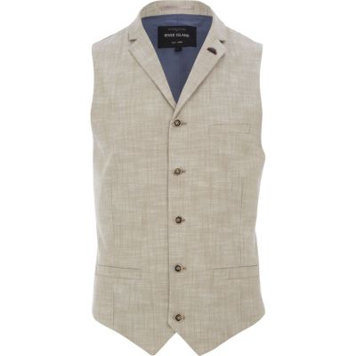 Light brown cross hatch smart waistcoat