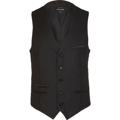 Black contrast trim smart waistcoat