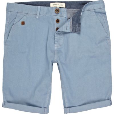 Blue pastel turn up chino shorts