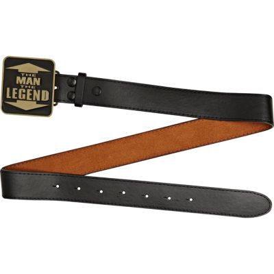 Black legend metal plate belt