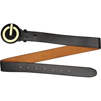 Black power button plate belt