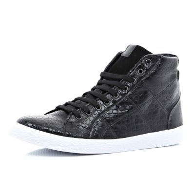 Black mock croc high tops