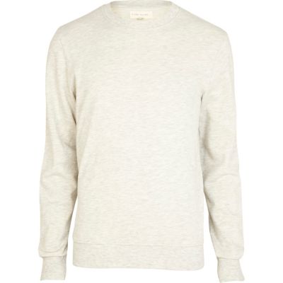 Ecru marl long sleeve crew neck sweatshirt